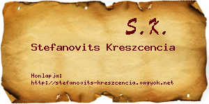 Stefanovits Kreszcencia névjegykártya